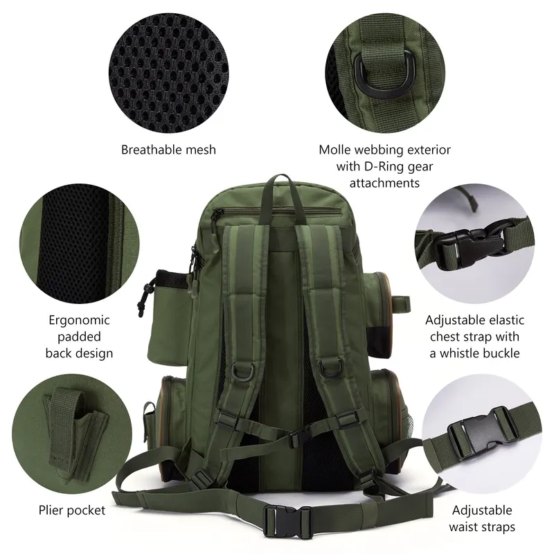 Bassdash Fishing Bag Tackle Backpack Lightweight Tactical