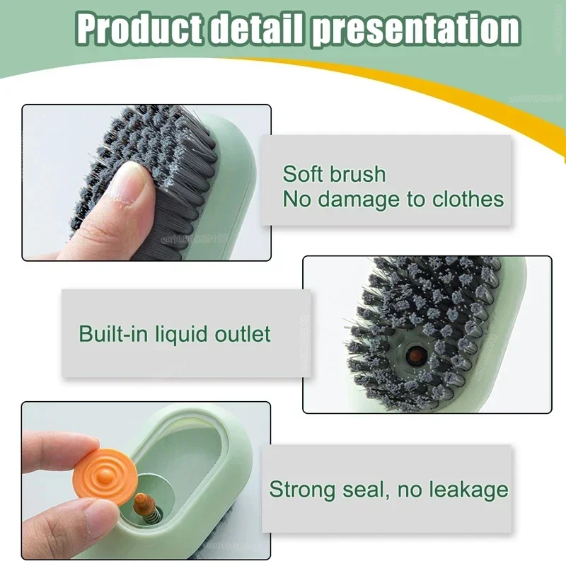1/2pcs Shoes Brush Automatic Liquid Discharge Multifunction Press Out Shoes Cleaner Soft Bristles Clothes Brushes Cleaning Tool 4