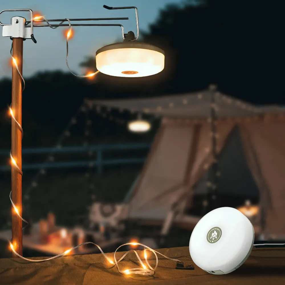 Rechargeable Camping Light 10M Light String Outdoor Tent RGB Atmosphere Waterproof LED Flashlight with Magnet Hook