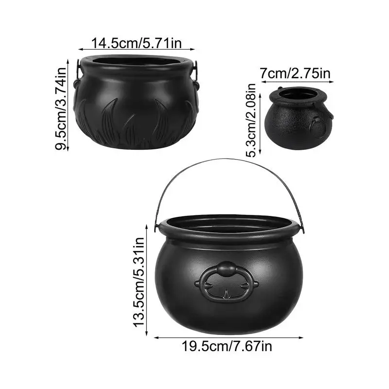 Trick Or Treat Bucket Halloween Witch Candy Bucket Snack Pot Cauldron Halloween Decor With Handle Candy Basket Bowl Holder For