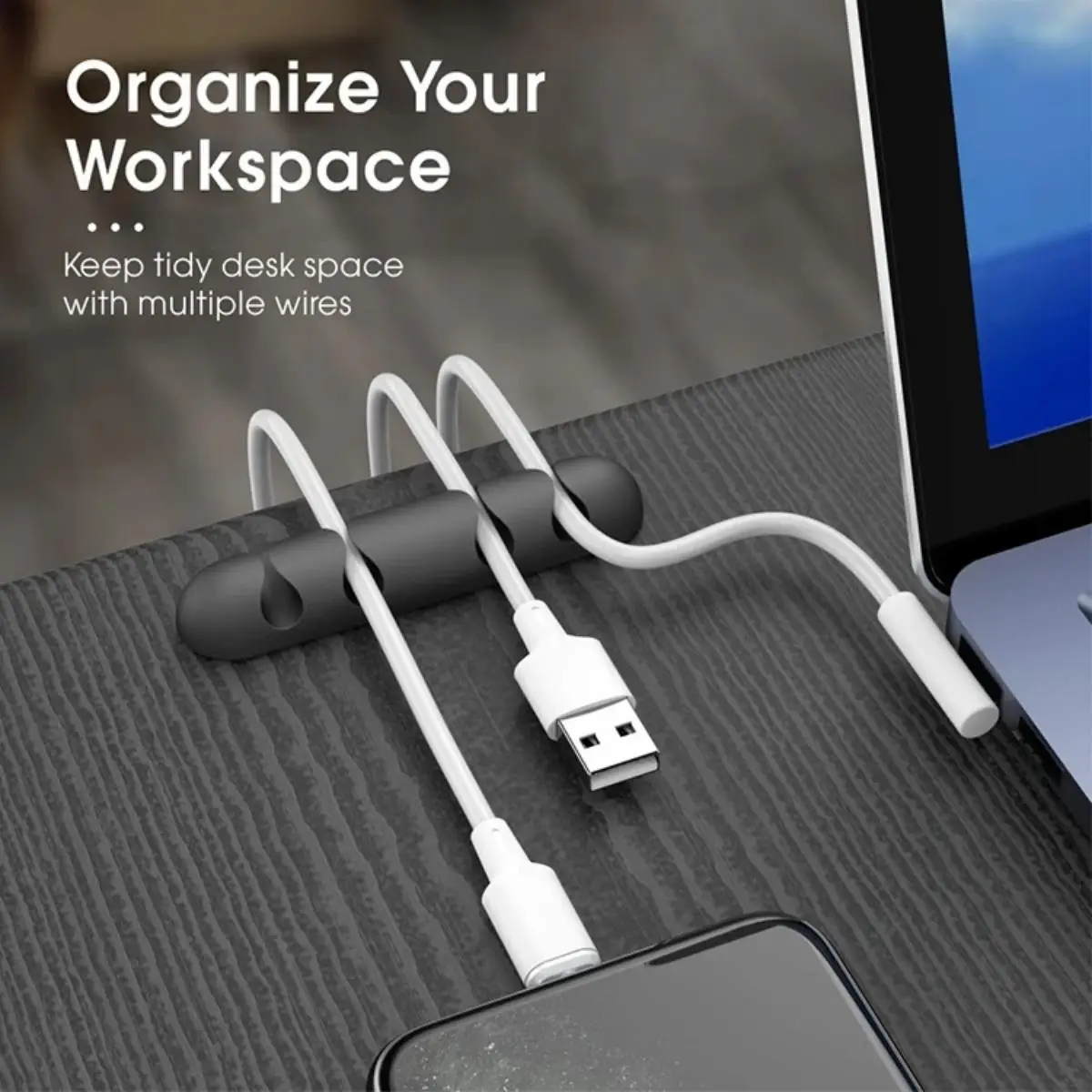 Cable Organizer Silicone USB Cable Winder Management Clips Self Adhesive for Mouse Keyboard Headset For iPhone Huawei