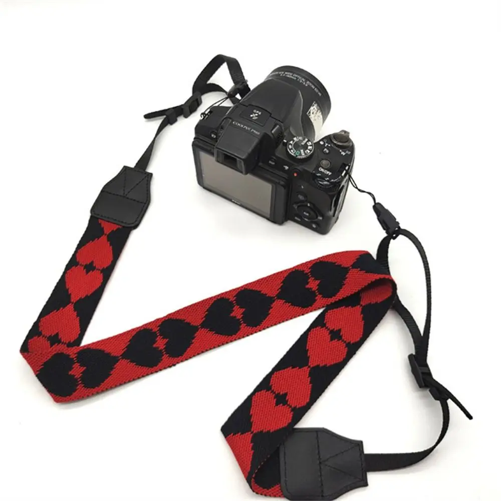 카메라 목 어깨 스트랩 다채로운 러브 하트 스타일 내구성 나일론, 조절 가능한 SLR DSLR 카메라 벨트