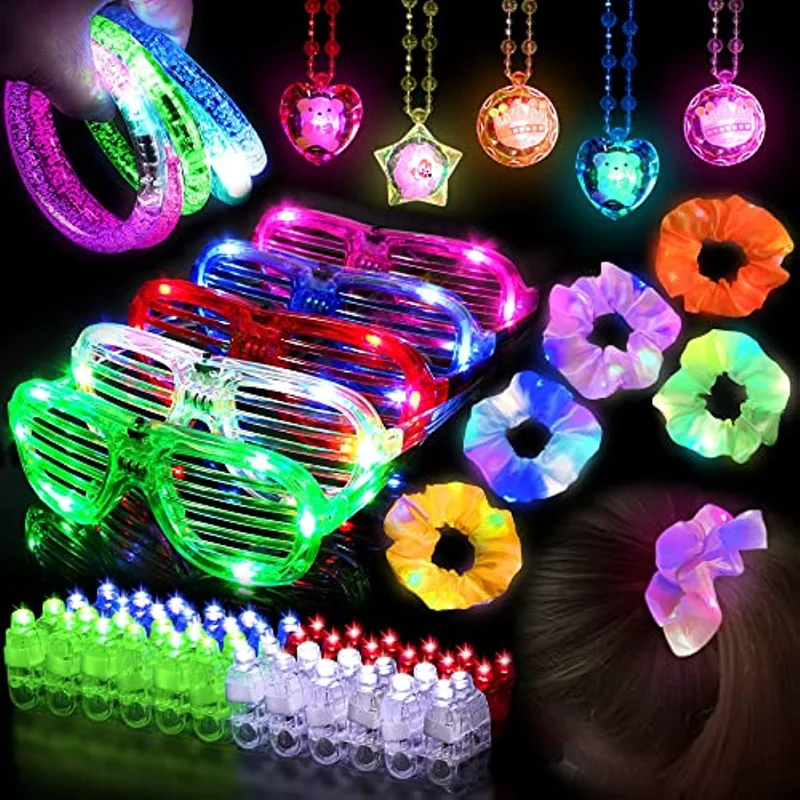 

68pcs Neon Party Supplies Glowing Necklace Finger Light Glow Bracelets Light Up Glasses Glow In The Dark Wedding Birthday Party