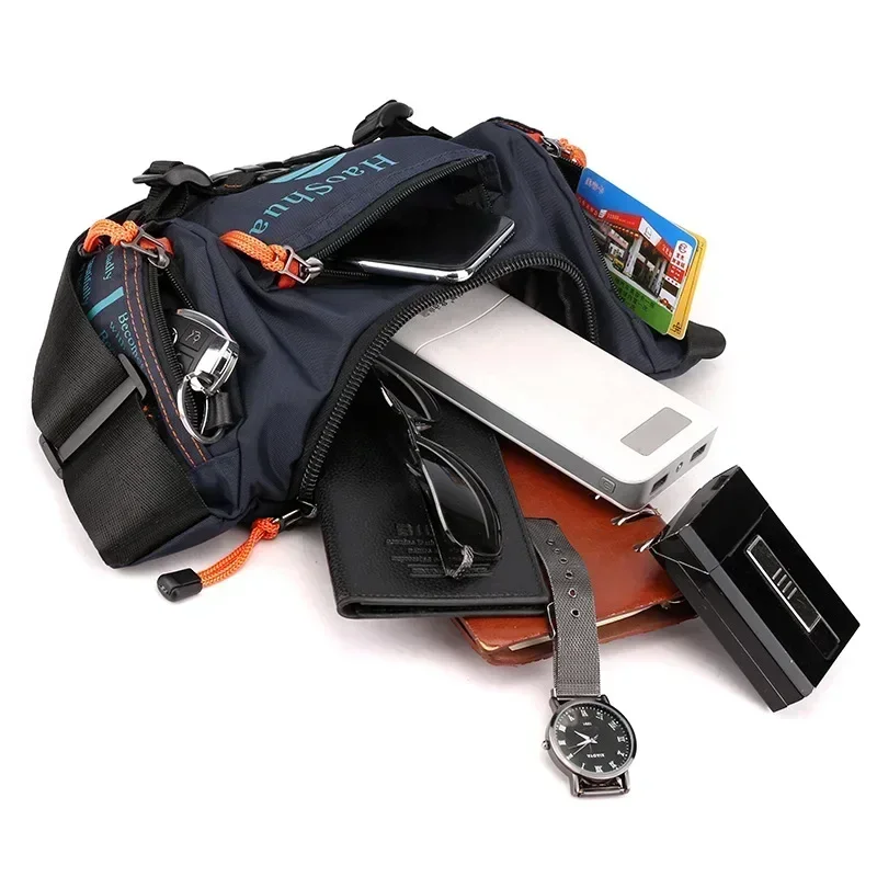 Men's waist bag large capacity multifunctional outdoor sports cylindrical travel crossbody chest splash-proof crossbody bag
