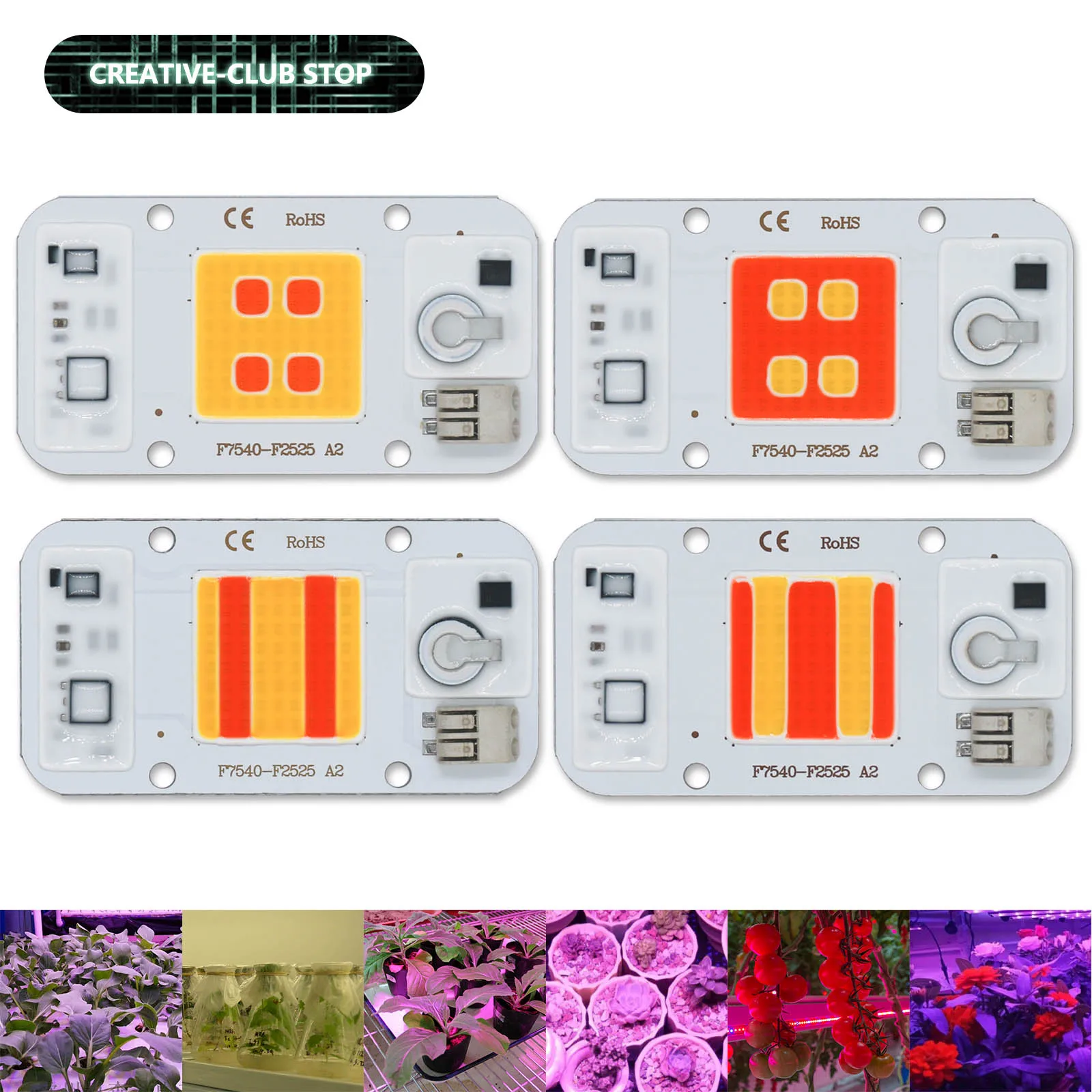 50W LED COB Chip Welding Free 220V Phyto Lamp Full Spectrum LED Diode Plates Lamp Plant Seedling Grow Flower Growth Lighting