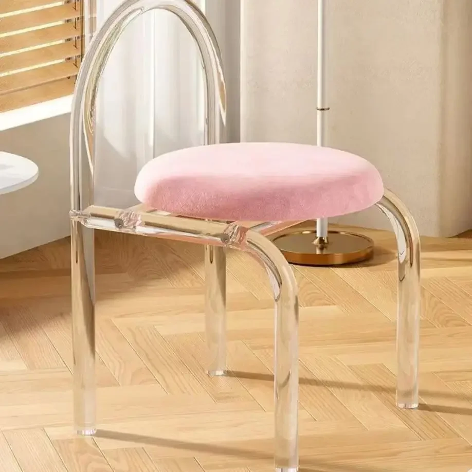 Six Colors Crystal Makeup Chair Modern Acrylic Furniture Unique Relax Lounge Dining Clear Meubles De Salon Household Items