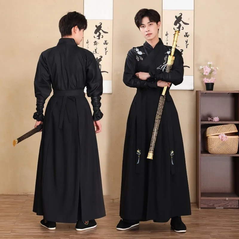 

Hanfu Men's Chinese Style Ancient Martial Arts Swordsman Large Size Costume Black Domineering Female Student Class Clothes