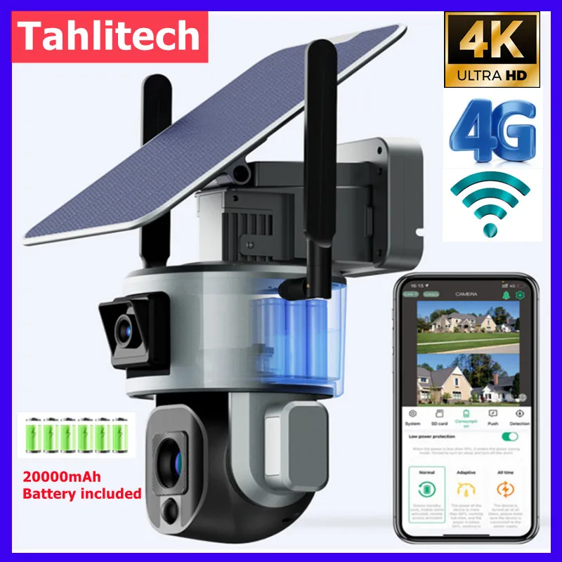 

UHD 4K WiFi Solar Camera Outdoor 4X 10X Optical Zoom Dual Lens Two way Audio Security Tracking Camera PTZ Surveillance Cameras