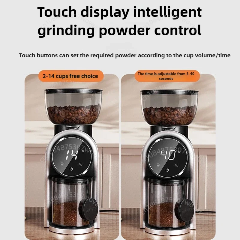 Italian Coffee Bean Grinder Adjustable Coarseness Smart Screen Electric Bean Grinder Home Coffee Grinder with Italian Stand 4
