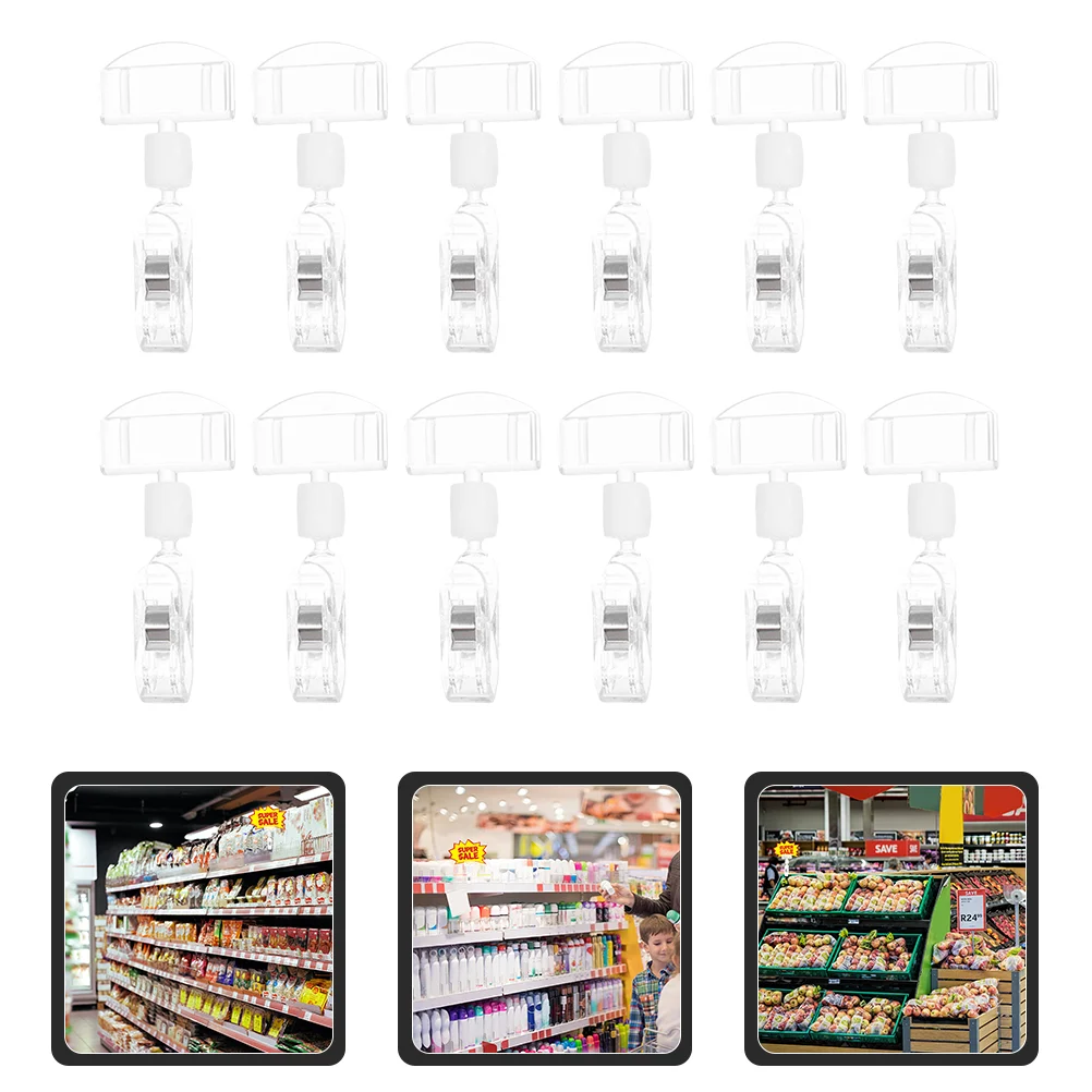 

Clear Clip On Labels Merchandise Rotatable Stand Price Display Rack Price Label Clips Holders for Retail Baskets