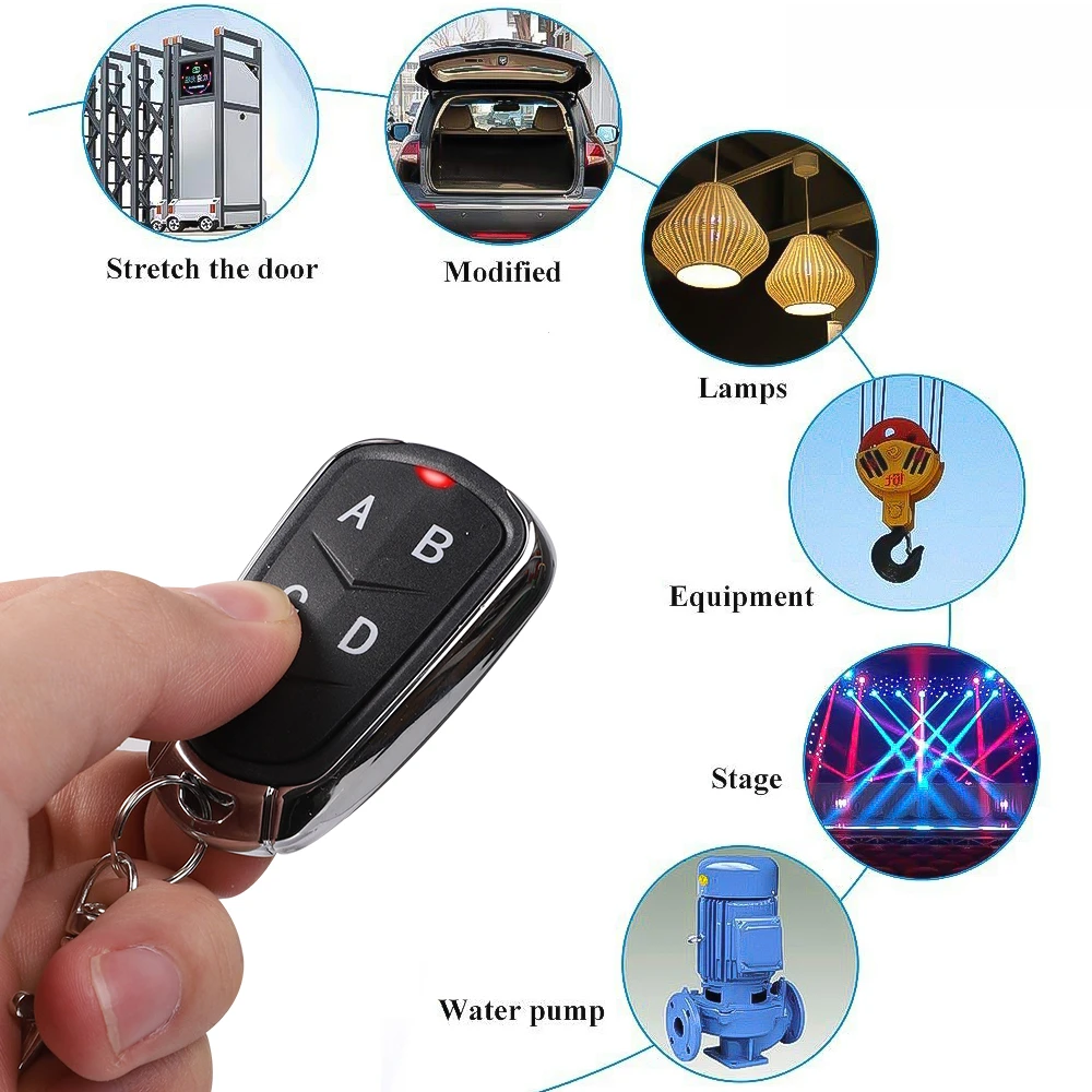 4 Channels Universal Garage Remote 433 MHZ Clone Duplicate Transmitter Fixed Barrier Opening Keychain 433.92mhz Gate Door Opener