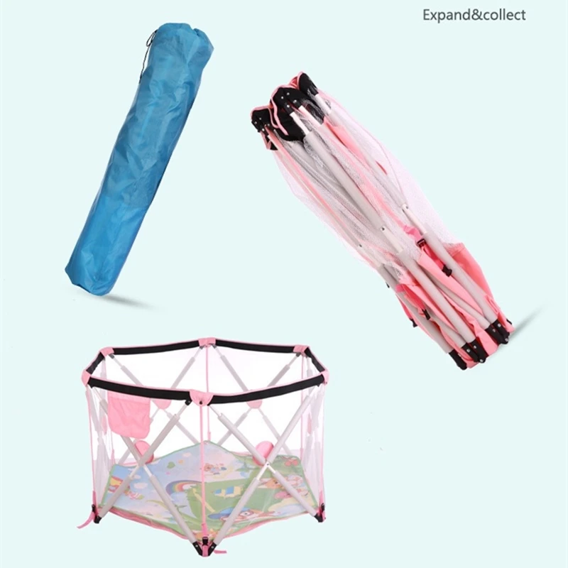 Foldable Baby Playpens Baby Playground Infant Safety Barriers Dry Balls Pool Protector Safety Fence Easy To Carry