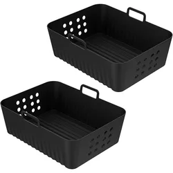 Set of 2 Reusable Silicone Air Fryer Liners - Double Stack XL Basket Baking Trays (2PCS)