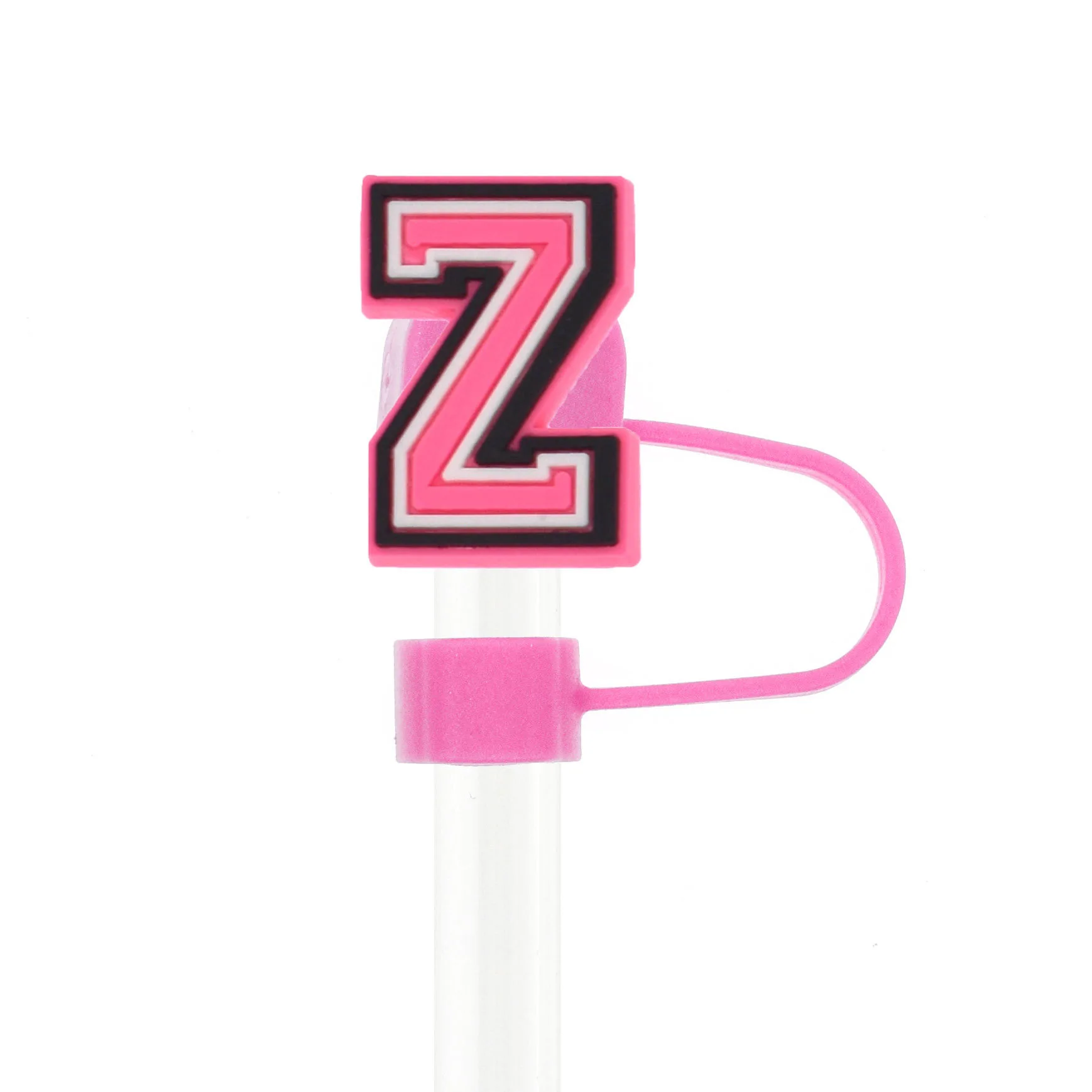 Pink Reusable Straw Cover Cap Set - Splash-Proof Drink Accessory with Charms