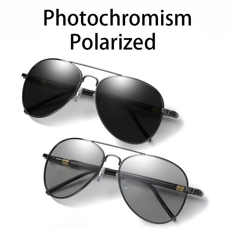 Men Photochromic Polarized Sunglasses Driving Fishing Chameleon Glasses Change Color Sun Glasses Day Night Vision UV400 Eyewear