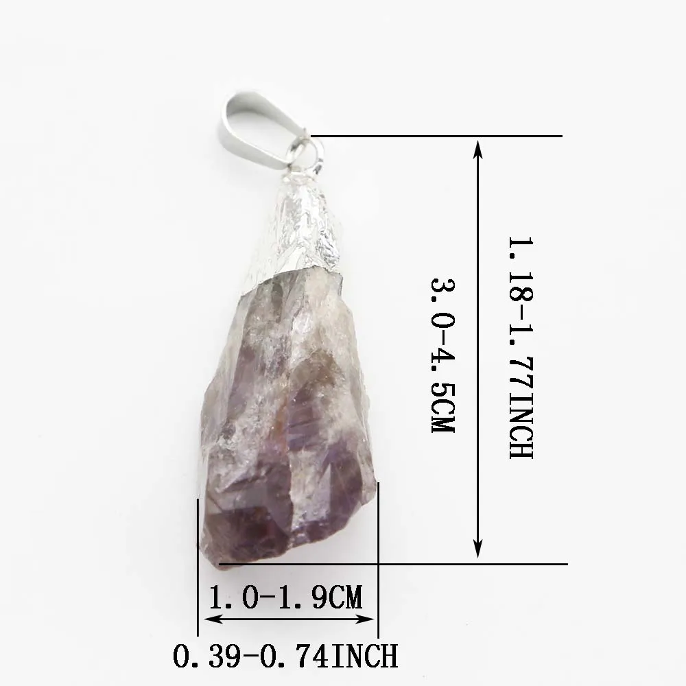Natural Raw Ore Amethyst Silver Plated Irregular Pendant Necklace Healing Charms Fashion Jewelry Accessories Gift Wholesale 8Pcs