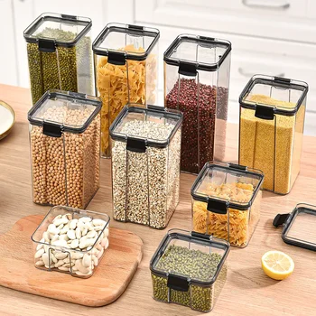 460-1800ml Sets Stackable Kitchen Sealed Jar Plastic Food Storage Box Multigrain Tank Bottle Dried Fruit Tea Storage Containers 1