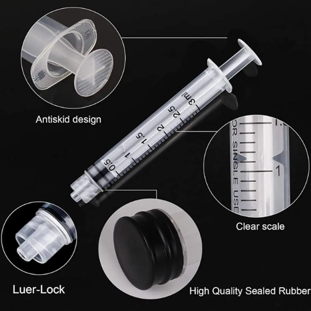100Pcs Plastic Luer Lock Syringes Individually Sealed Transparent 3ml Injector Syringe Sampler Hydroponics Nutrient