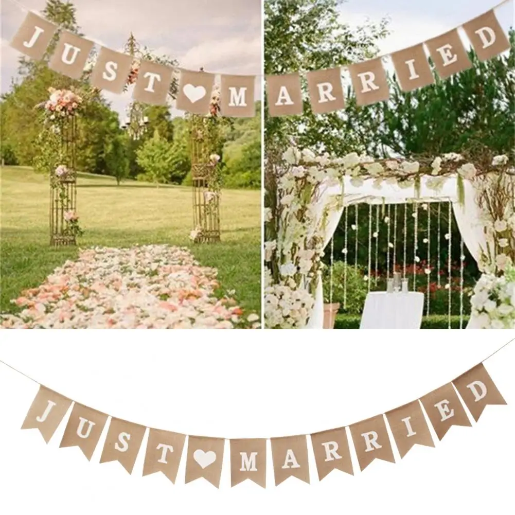 

Backdrop Beautifully Just Married Wedding Bunting Flag Lightweight Wedding