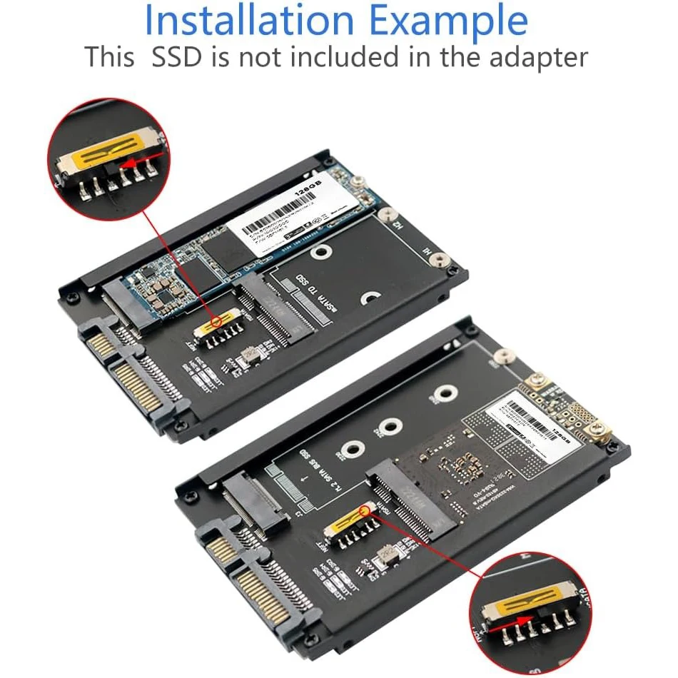 2 in 1 MSATA 및 B 키 SSD를 2.5인치 SATA III로 변환하는 프레임 브래킷 포함, mSATA SSD 7mm 드라이브 M.2를 SATA Ngff 엔클로저 어댑터로 변환합니다.