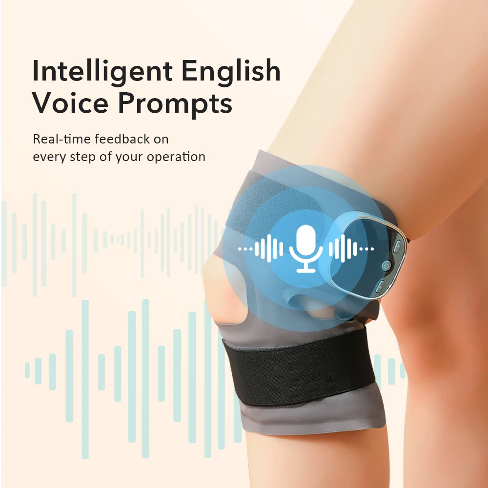 Heated Knee Massager 3 Levels Hot Compress 5 Levels EMS Massage Modes Cordless Heating Knee Guard & Arm Calf Massager