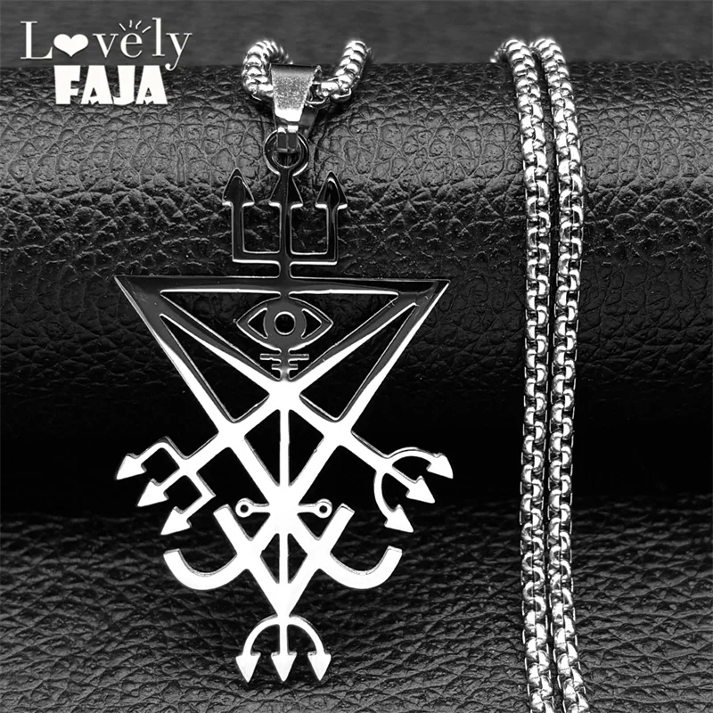 Stainless Steel Sigeal Sigil De Lucifer Satan Pendant Necklaces PAIMON Lazer Key Baphomet Stamp Chain Necklace Jewelry N3521S03 - 36 Stainless Steel Sigeal Sigil De Lucifer Satan Pendant Necklaces PAIMON Lazer Key Baphomet Stamp Chain Necklace Jewelry N3521S03 - 36