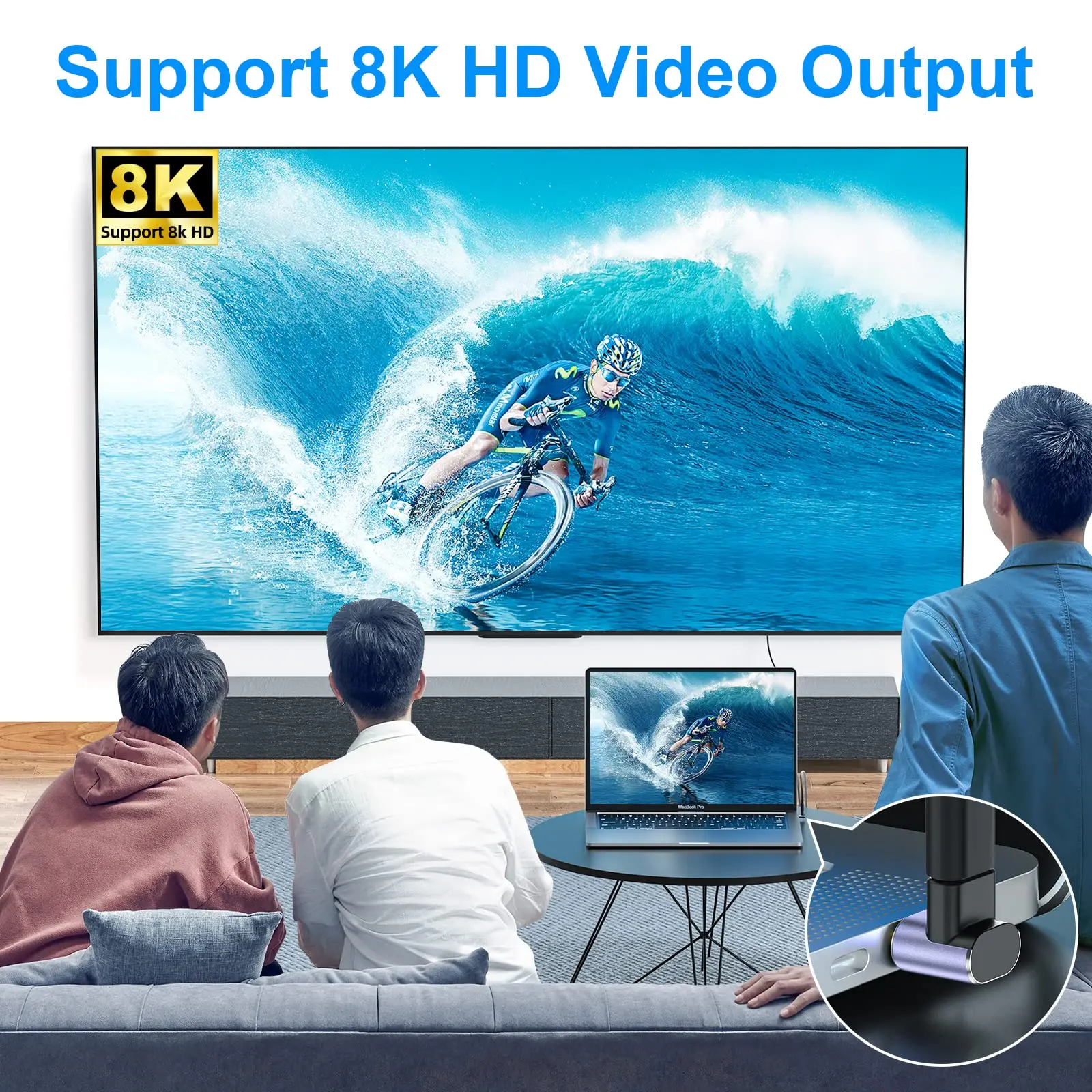 NNBILI USB C 90도 어댑터, USB4 40Gbps PD 100W 8K 60hz 비디오 충전 Thunderbolt 4 MacBook DeCK 스위치 VR과 호환 가능