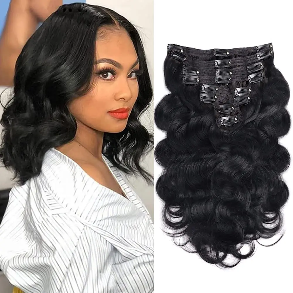 Body Wave Clip In Hair Extensions Virgin Human Hair 120g