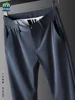 High Quality Summer Ultrathin Ice Silk Business Pants Men Elastic Waist Classic Work Casual Office Formal Trousers Plus Size 40