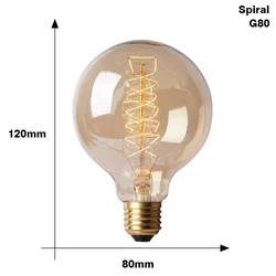 Retro Vintage Edison Filament Light Bulb - 40W Incandescent Indoor Decor Lamp (G80 Spiral)