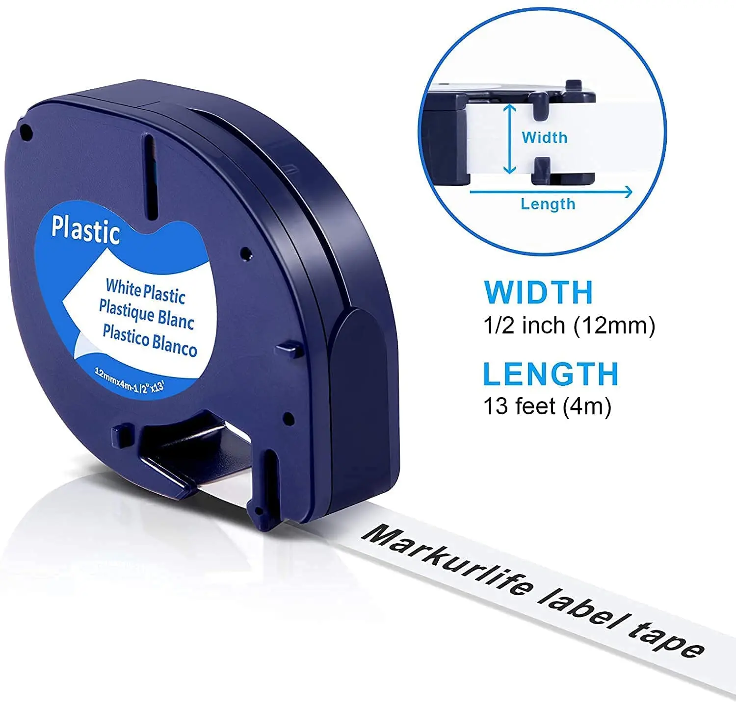 91201 91200 12mm *4m Compatible for DYMO Letra Tag Label Tape 12267 18771 91202 91203 91204 91205 Plastic Label Printer Sticker