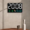 Rectangle Large Screen LED Weather Clock Digital Wall Clock Temperature Humidity Week Date Display Wall Mounted Electronic Clock 5