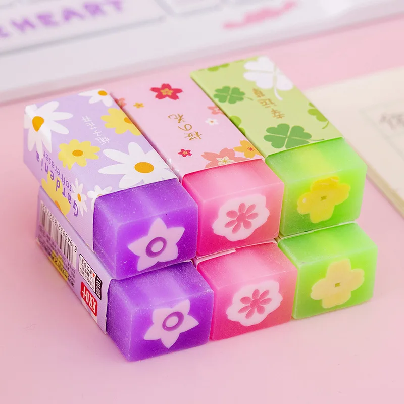 3 Piece Cartoon Cute Crystal Clamp Rubber Mini Eraser Set Novelty Stationery