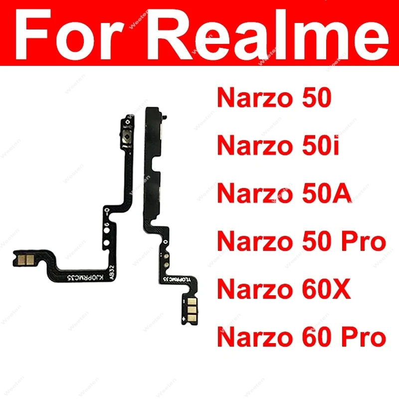 

Power Volume Buttons Flex Cable For Realme Narzo 50 Pro 50i 50A Prime 4G 5G On OFF Power Volume Switch Side Keys Flex Ribbon