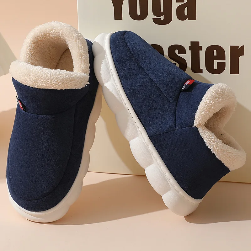 Bebealy Winter Warm Fur Slippers For Women Indoor Fluffy Short Plush Men Slippers Casual Nonslip Fuzzy Shoes House Ankle Boots 2