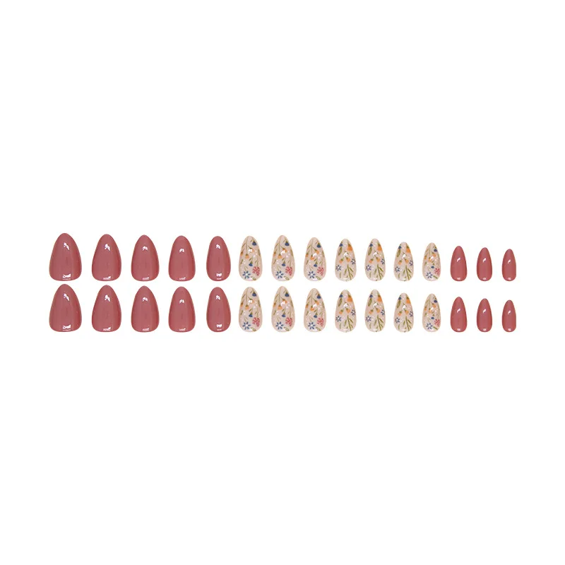 Nail Polish 24 Pcs Press on Nails Pink Nail polish Glossy Artificial Finger Manicure Reusable False Nails for Women