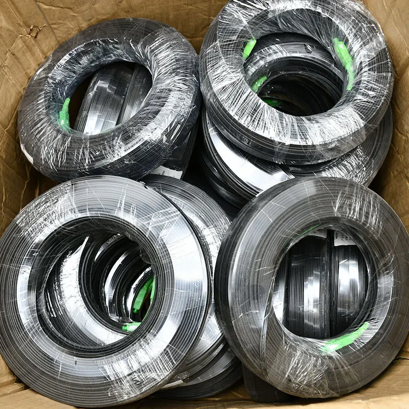 SC APC SM Outdoor Drop Cable Fiber Optic Patch Cord Optical Fiber Cable With Steel Wire Black LSZH Jacket 0.5 0.4mm 100M fiber optic cable