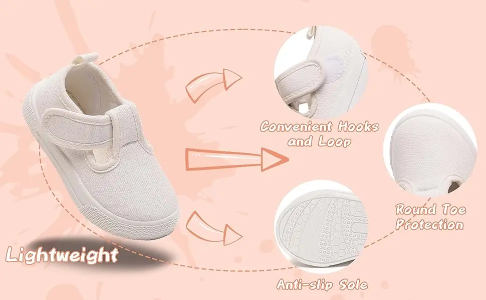 Kids shoes are lightweight with convenientt hooks and loop and anti-slip sole