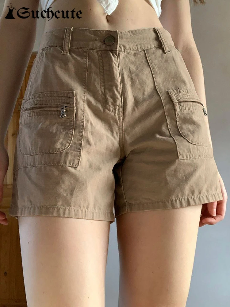 SUCHCUTE pantalones cortos de estilo Harajuku para Shorts Cargo sólidos, estilo Grunge, Fairycore, ropa coreana, ropa informal de estética Vintage de los años 90, 2000| | - AliExpress