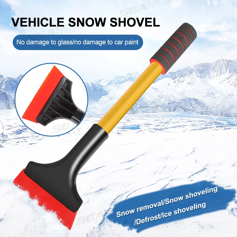 SEAMETAL Car Ice Scraper Windshield Snow Removal Shovel Extra-Long Scratch-Free Ice Breaker Snow Remover Winter Clean Brush