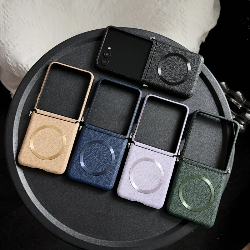 Magnetic Lichee Pattern Ultra-Thin PU Leather Case with Metal Hook - Black