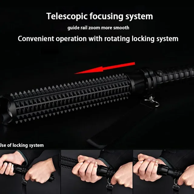 KDULIT Wolf Tooth Stick Flashlight Strong Light Charging Outdoor Super Bright Multi Functional Telescopic Self Defense Window 4