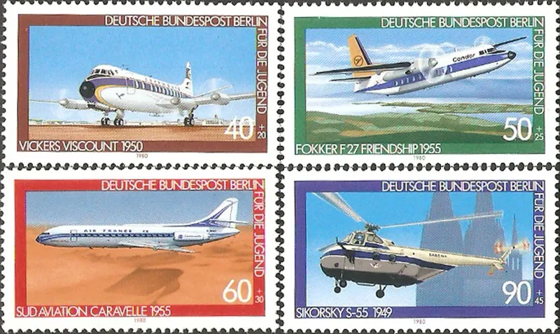 4 Pezzi, Germania, Berlino, 1980, Space Shuttle, Veri Timbri Postali Originali Da Collezione, Mnh