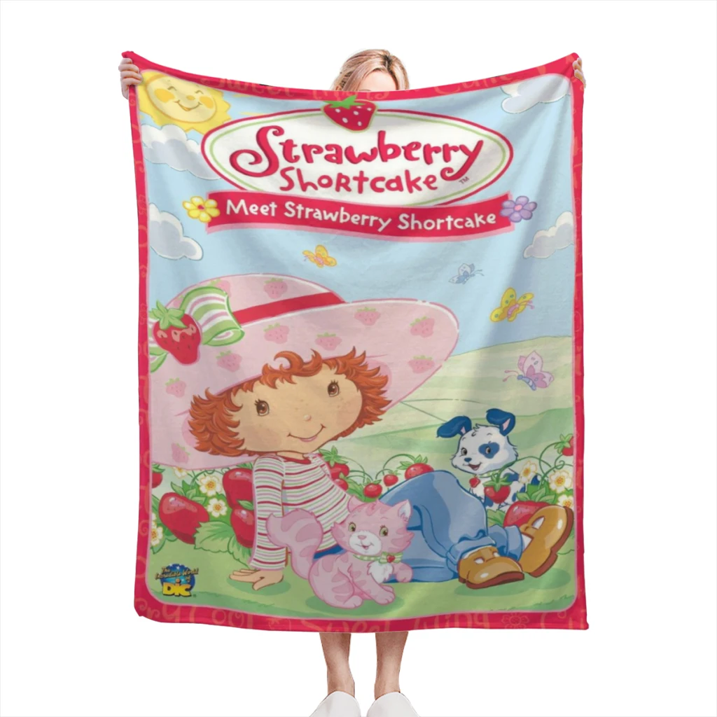 

High Quality Flannel Blanket Strawberry Shortcake Warm Cozy Soft Throw Blanket For Couch Bed Sofa