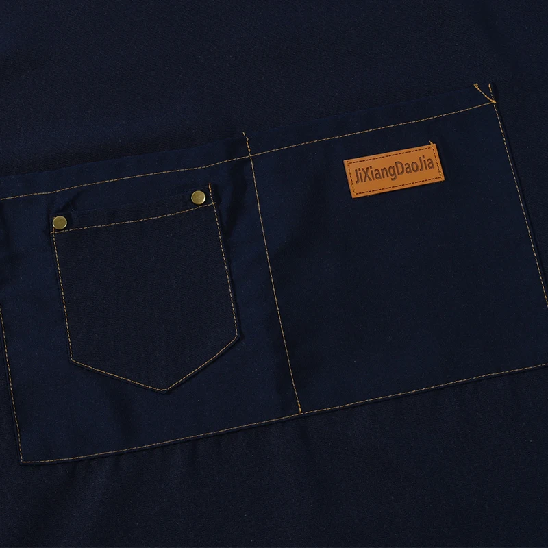 Customized Personality Logo Signature Men's And Women's Kitchen Aprons Home Chef Baking Clothes With Pockets Adult Bib Waist Bag