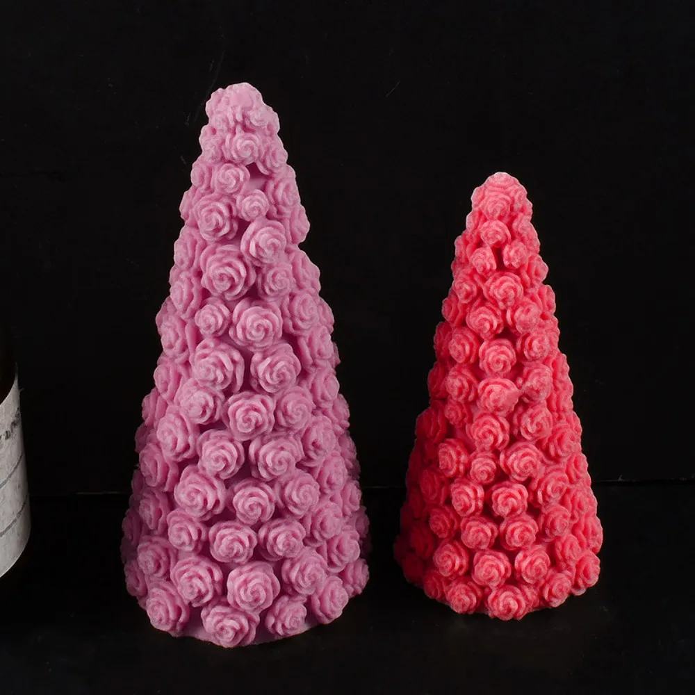 Description Picture 4 of itemRelief Rose Flower Candle Silicone Moulds Geometry Cone Soap Gypsum Making Set Romantic Wedding Decor Lover Chocolate Gift Molds