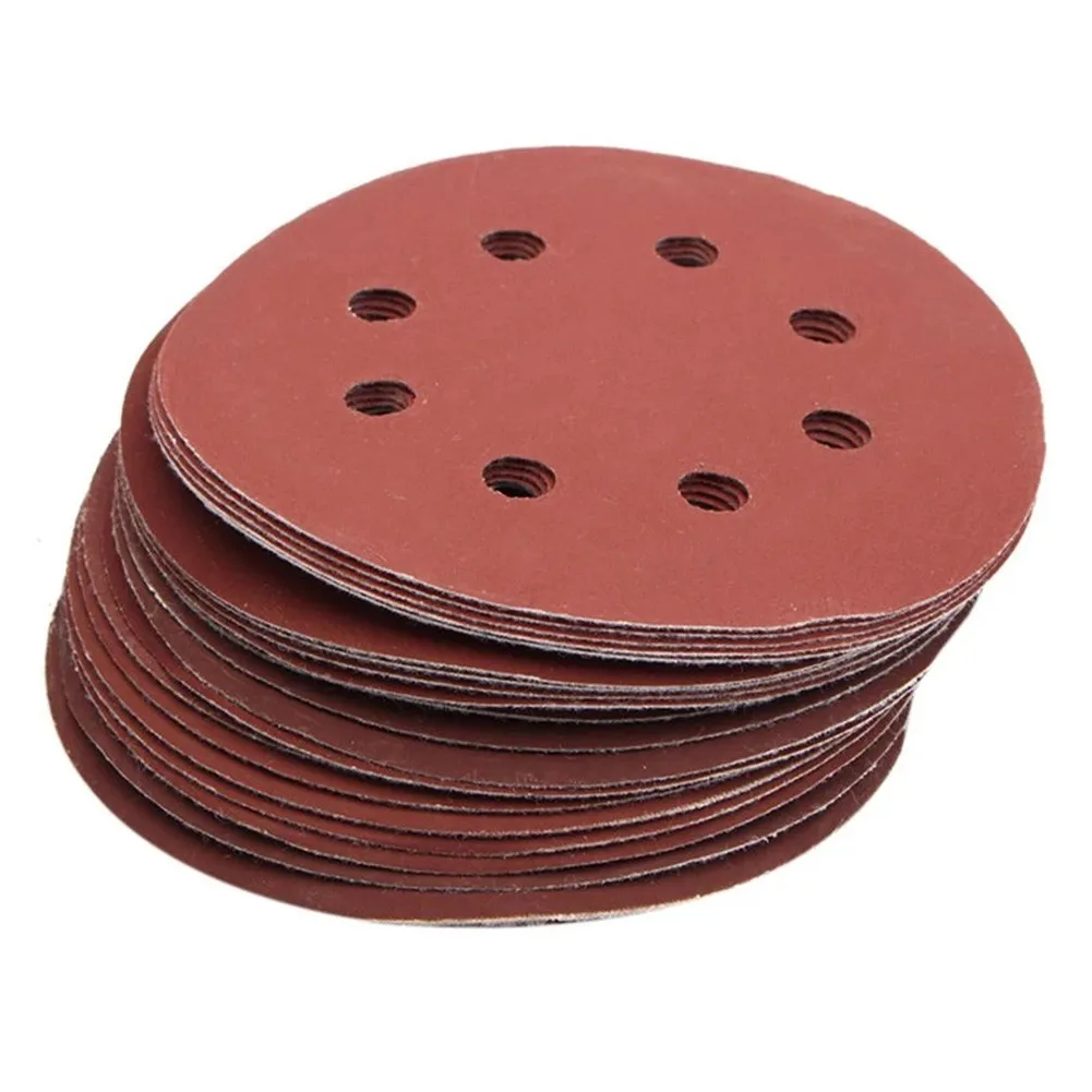 

20pcs 5 Inch 125mm Red Round Shape Sanding Discs Hook Loop Paper Buffing Sheet Sandpaper For Polishing Wood Metal