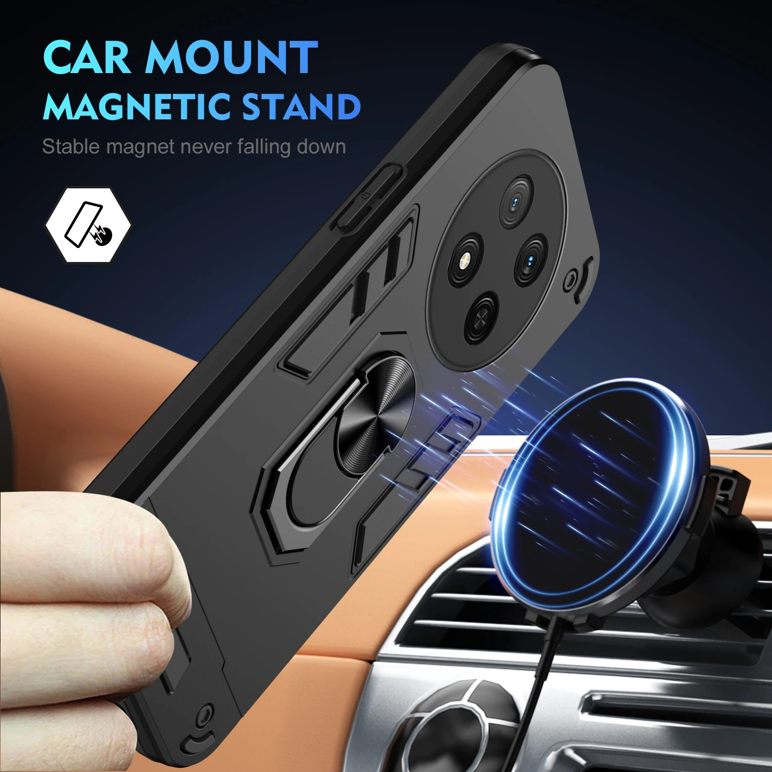 Rugged Military Armor Shockproof Protective Case with Ring Stand Holder