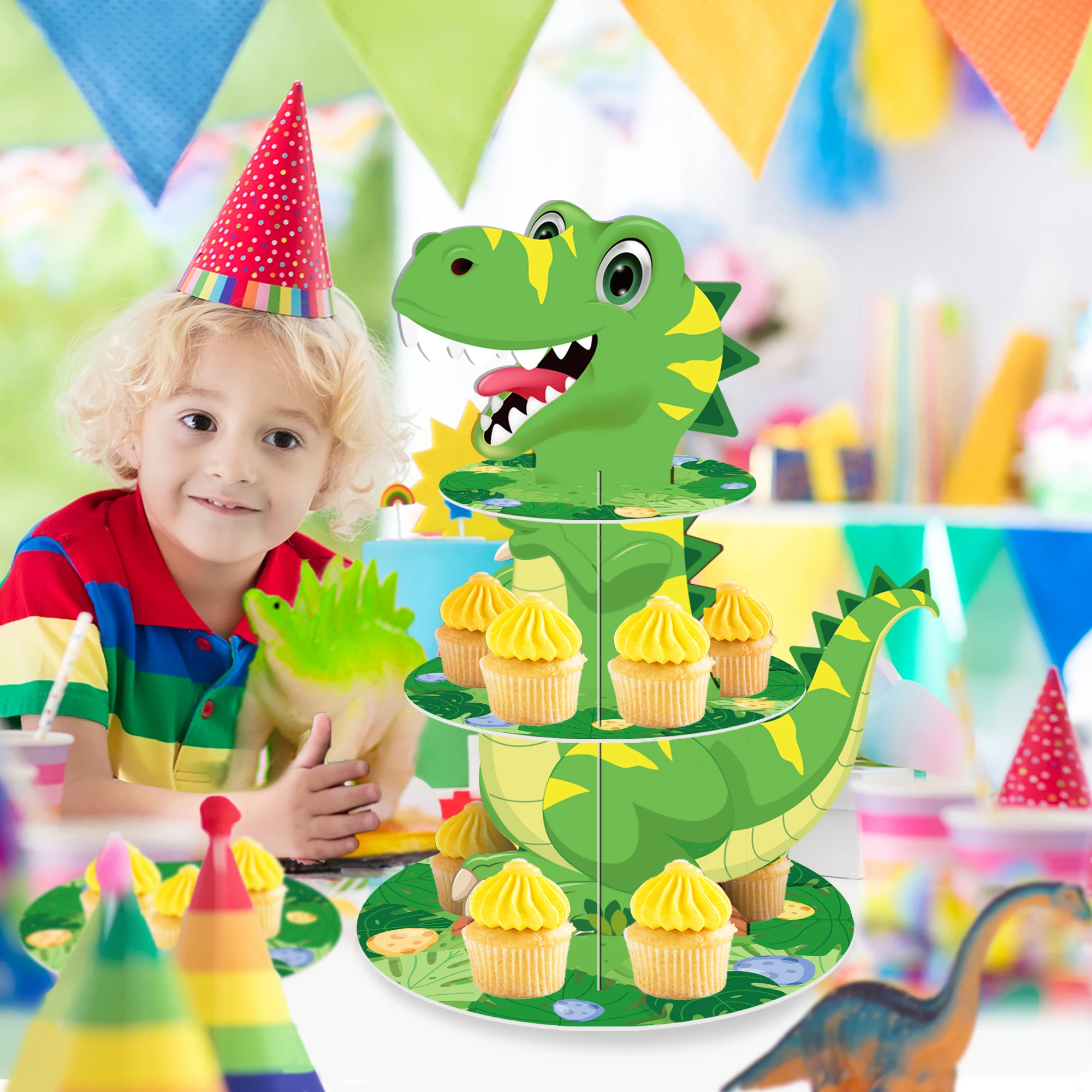 DinosaurCakeStandStormKingDragon3LayerCakeTableShelfJungleSafariDinoPartyDecor.jpg