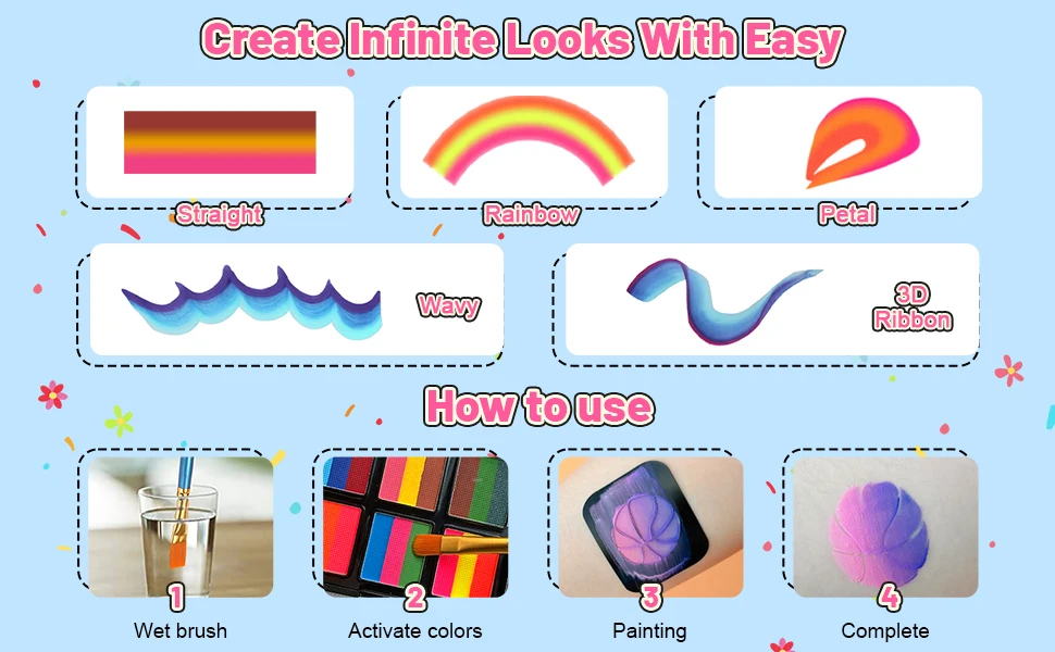 Description Picture 4 of item10-grid 26 color Water-Based Body Paint Palette,Easy-to-Clean Face & Body Paint Palette with Brushes,Body Paint Makeup for Party